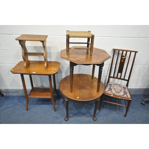 1541 - A SELECTION OF PERIOD OCCASIONAL FURNITURE, to include a mahogany circular occasional table, a hexag... 