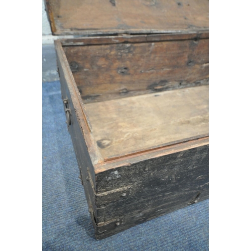 1544 - A 19TH CENTURY EASTERN HARDWOOD AND METAL BOUND DOMED TRUNK, width 65cm x depth 43cm x height 39cm