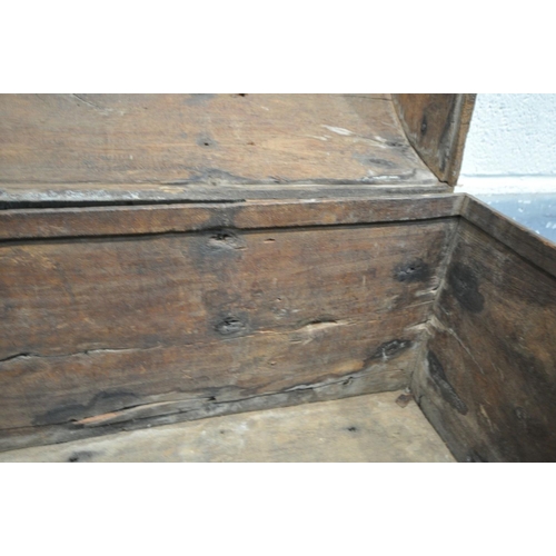 1544 - A 19TH CENTURY EASTERN HARDWOOD AND METAL BOUND DOMED TRUNK, width 65cm x depth 43cm x height 39cm