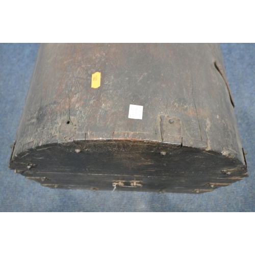 1544 - A 19TH CENTURY EASTERN HARDWOOD AND METAL BOUND DOMED TRUNK, width 65cm x depth 43cm x height 39cm