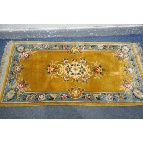 1576 - THREE VARIOUS VISCOSE CHIRAZ RUGS, comprising a beige ground rug, length 205cm x width 140cm, two gr... 