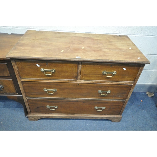 1595 - AN EDWARDIAN MAHOGANY DRESSING CHEST, with two short over two long drawers, width 107cm x depth 55cm... 