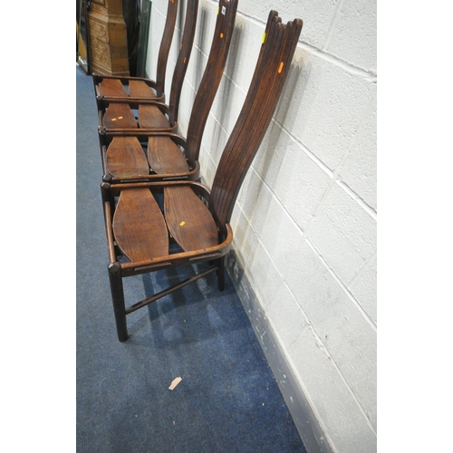 1602 - A SET OF FOUR PAMONO INTERNATIONAL LATE 20TH CENTURY OAK HIGH BACK DINING CHAIRS