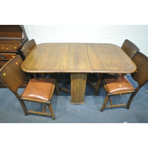 1607 - A 20TH CENTURY OAK DROP LEAF DINING TABLE, open length 148cm x closed length 31cm x depth 85cm, heig... 