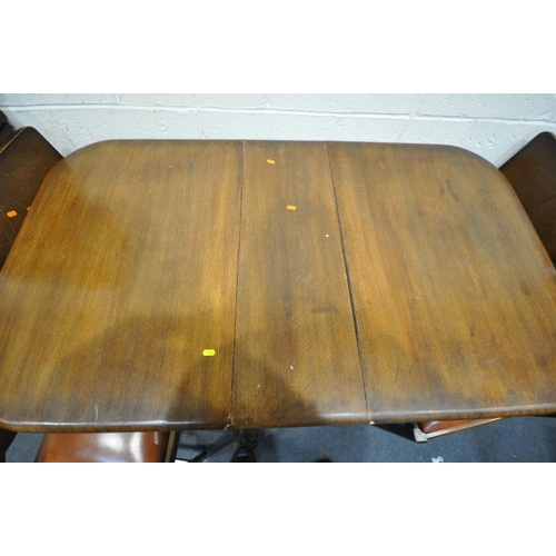 1607 - A 20TH CENTURY OAK DROP LEAF DINING TABLE, open length 148cm x closed length 31cm x depth 85cm, heig... 