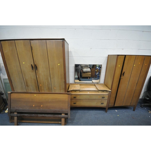 1610 - A LEBUS FURNITURE MID CENTURY TEAK FOUR PIECE BEDROOM SUITE, comprising a two door wardrobe, width 1... 