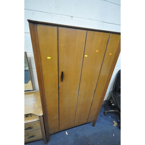 1610 - A LEBUS FURNITURE MID CENTURY TEAK FOUR PIECE BEDROOM SUITE, comprising a two door wardrobe, width 1... 