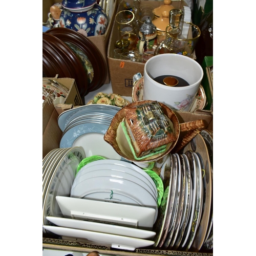 598 - FOUR BOXES AND LOOSE CERAMICS AND GLASS ETC, to include Tuscan China part tea set for six, Colclough... 