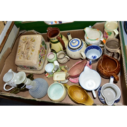 602 - TWO BOXES OF DINNER AND TEA WARES ETC,  to include a quantity of blue and white platters and plates,... 