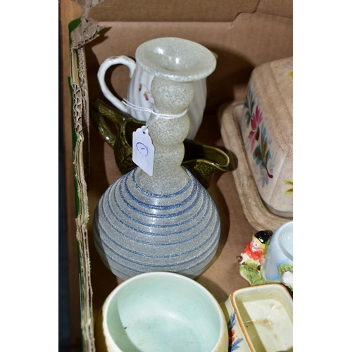 602 - TWO BOXES OF DINNER AND TEA WARES ETC,  to include a quantity of blue and white platters and plates,... 