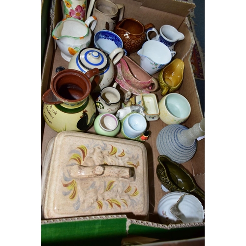 602 - TWO BOXES OF DINNER AND TEA WARES ETC,  to include a quantity of blue and white platters and plates,... 