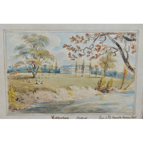 607 - ATTRIBUTED TO WILLIAN HENRY BROOKE (1772-1860) 'ROLLESTON, STAFFORDSHIRE', a  landscape with a river... 