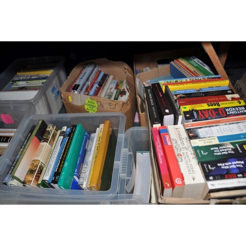 1193 - FOURTEEN BOXES OF BOOKS, a large quantity with titles to include fishing, needlework, self care, coo... 