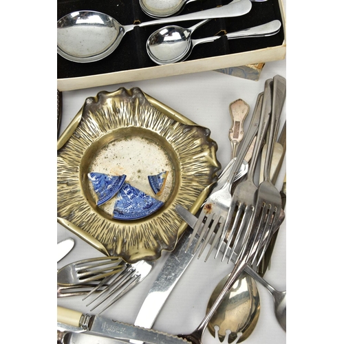 105 - A BOX OF ASSORTED ITEMS,  to include two silver nursing medallions, hallmarked 'W M Dowler & Sons' B... 