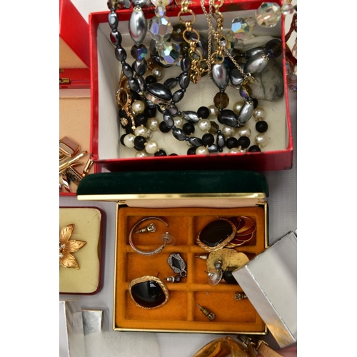 118 - A BOX OF ASSORTED WATCHES AND JEWELLERY,  to include seven ladies wrist watches, names to include Ro... 