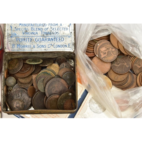 120 - A SWEET TIN CONTAINING COINS AND COMMEMORATIVES, to include a Winston Churchill 18ct gold coin 'This... 