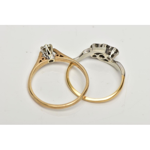 125A - TWO DIAMOND RINGS, to include a 9ct gold brilliant cut diamond single stone ring, with tapered shoul... 