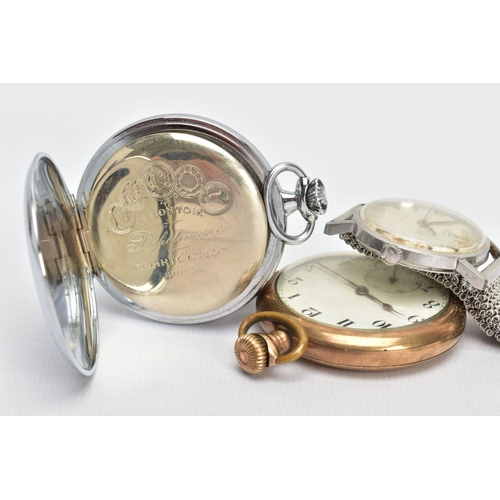 13 - A 'TISSOT' WRISTWATCH AND TWO POCKET WATCHES, the watch has a hand wound movement (requires attentio... 