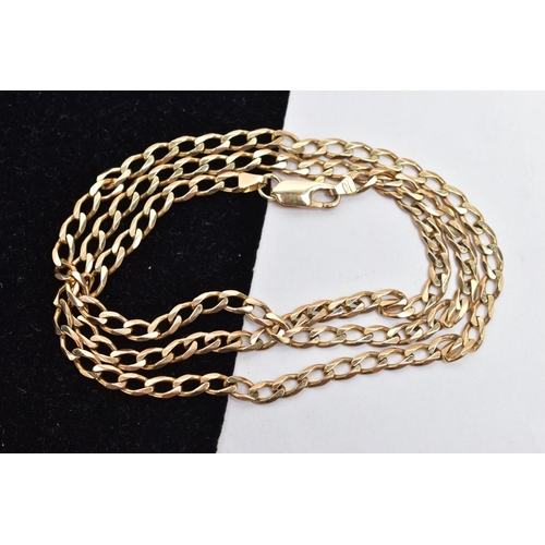 130A - A 9CT GOLD CURB LINK CHAIN, the flat curb links to the lobster clasp, import hallmark for Sheffield ... 