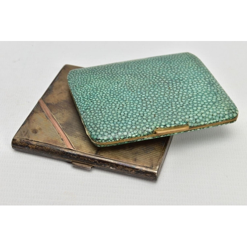 144 - TWO EARLY 20TH CENTURY CIGARETTE CASES, the first lined in shagreen, stamped made in England, the se... 