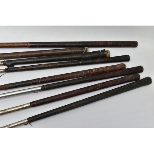 155A - EIGHT VINTAGE GOLF CLUBS, comprising a wooden shaft driver and wedge and steel shaft clubs comprisin... 