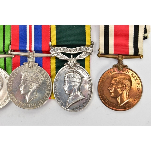 158 - A GROUP OF FIVE MEDALS ON A WEARING BAR AS FOLLOWS, 1939-45, France & Germany Stars, Defence & War m... 