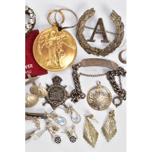 16 - A SELECTION OF JEWELLERY AND ITEMS, to include an oval silver trinket box with an engine turned desi... 