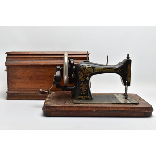 160A - A BRADBURY'S FAMILY V.S. MANUAL SEWING MACHINE, in working condition with wooden case