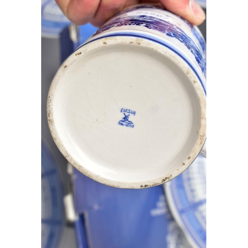 165A - A SMALL COLLECTION OF BLUE AND WHITE WARES ETC, to include six Spode calendar plates for the years 2... 