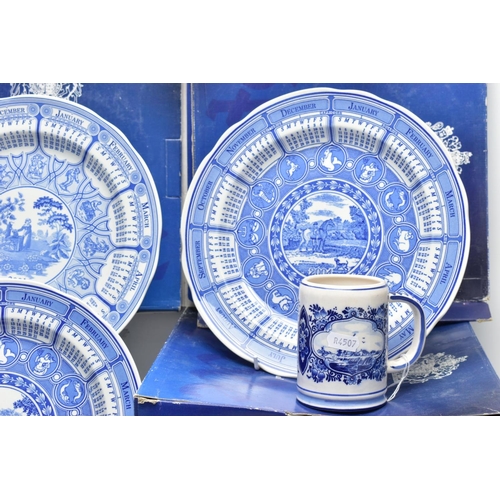 165A - A SMALL COLLECTION OF BLUE AND WHITE WARES ETC, to include six Spode calendar plates for the years 2... 