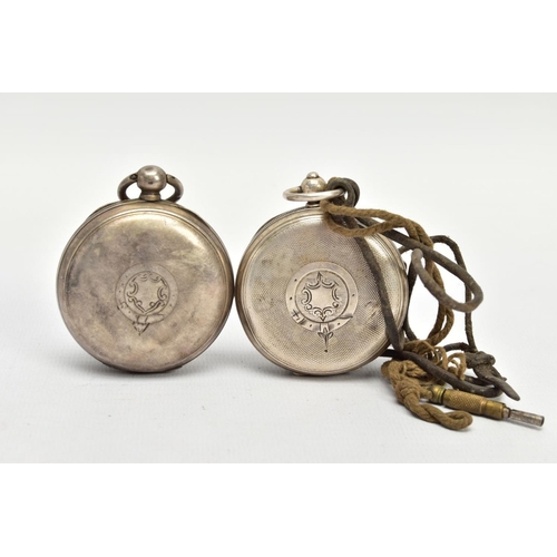 173 - TWO VICTORIAN SILVER POCKET WATCHES, the first a mid Victorian silver open face pocket watch, cream ... 