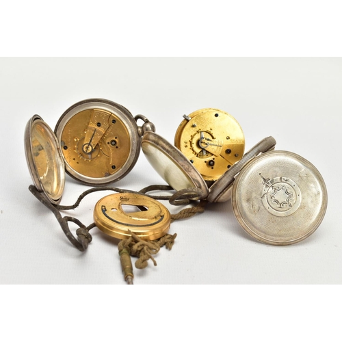 173 - TWO VICTORIAN SILVER POCKET WATCHES, the first a mid Victorian silver open face pocket watch, cream ... 