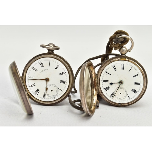 173 - TWO VICTORIAN SILVER POCKET WATCHES, the first a mid Victorian silver open face pocket watch, cream ... 