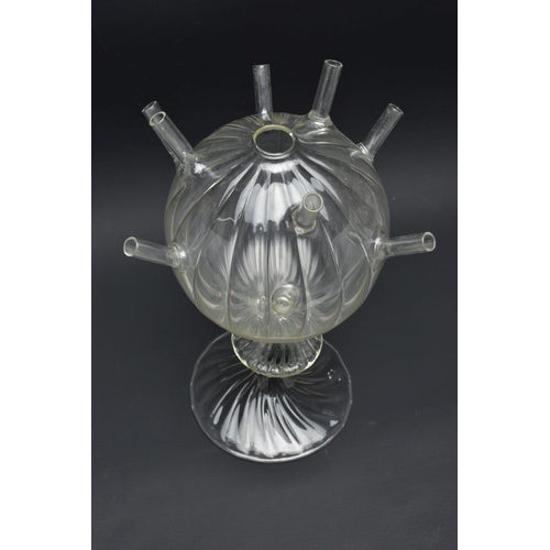 175A - A CIRCA 1980s STUDIO GLASS FLOWER STEM VASE /  TULIPIERE?, the clear glass body is of globular form ... 