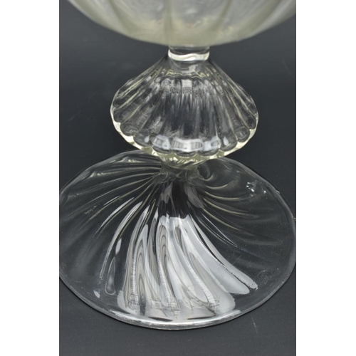 175A - A CIRCA 1980s STUDIO GLASS FLOWER STEM VASE /  TULIPIERE?, the clear glass body is of globular form ... 