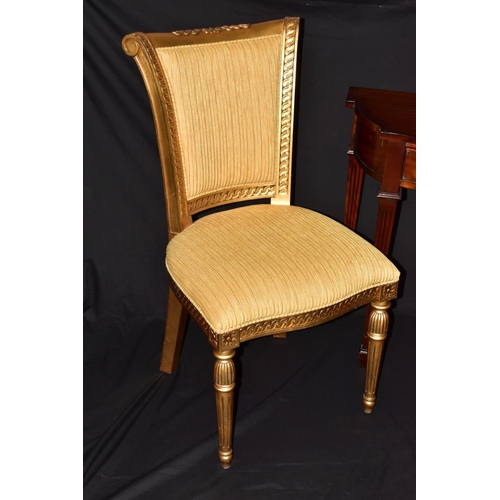 460A - A LATE 20TH CENTURY GILT FRAMED FRENCH STYLE CHAIR, labelled Brights of Nettlebred, along with a mah... 