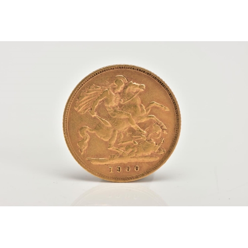 5 - A LATE 19TH CENTURY GOLD HALF SOVEREIGN COIN, depicting Queen Victoria with veil, dated 1900, approx... 