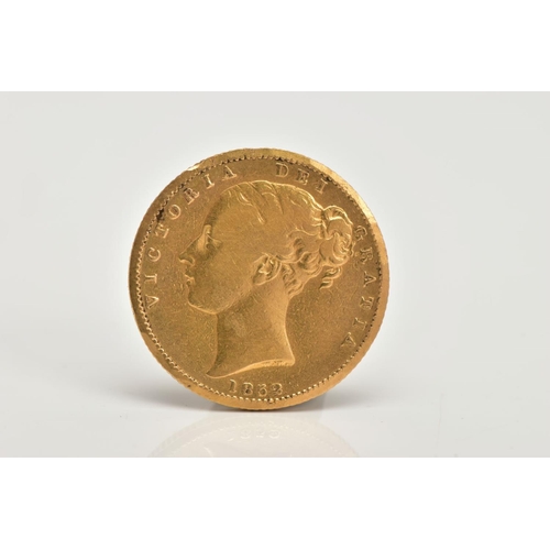 6 - A MID 19TH CENTURY GOLD FULL SOVEREIGN COIN, depicting a young Queen Victoria with a shield reverse,... 