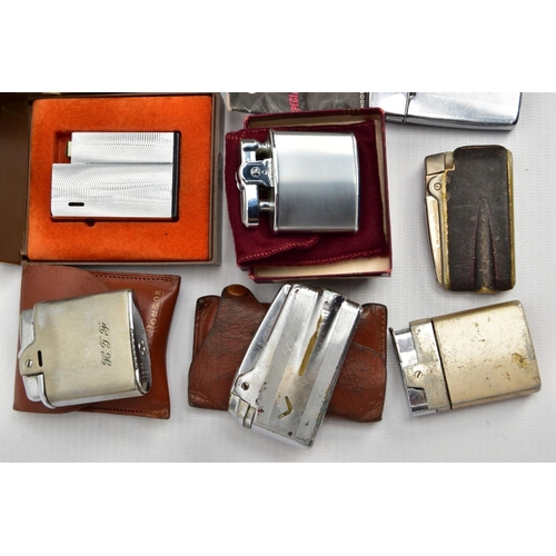 81 - A BOX OF LIGHTERS, to include a cased 'Ronson Varatronic Piezo-Electric' lighter, a boxed 'Ronson Ch... 