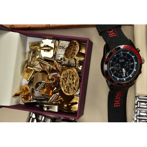 92 - A BOX OF ASSORTED WRISTWATCHES AND JEWELLERY, fifteen wristwatches, names to include Rotary, Eve Mon... 