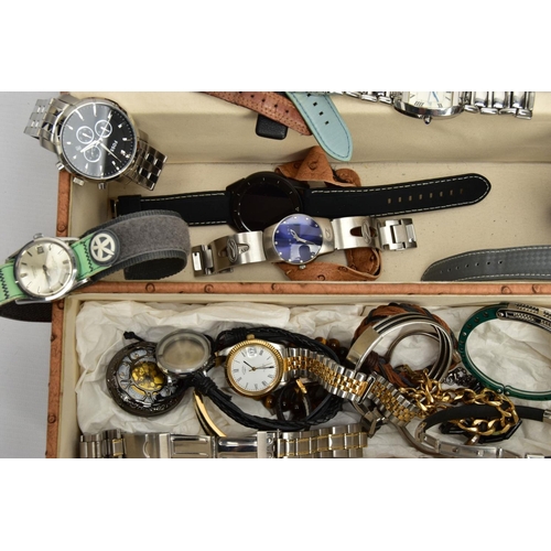 92 - A BOX OF ASSORTED WRISTWATCHES AND JEWELLERY, fifteen wristwatches, names to include Rotary, Eve Mon... 