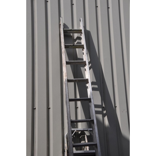 1218 - AN ALUMINIUM DOUBLE EXTENTION LADDER, and two aluminium step ladders (3)