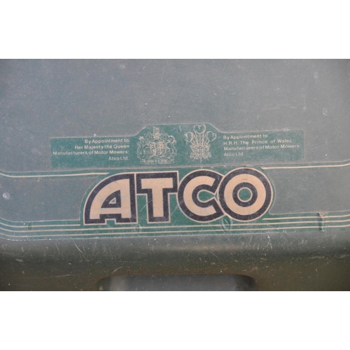 1224 - AN ATCO PETROL CYLINDER LAWNMOWER with grass box (engine turns freely)