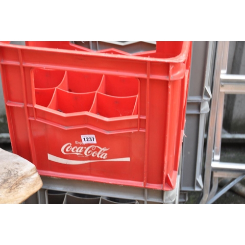 1237 - TEN PLASTIC BOTTLE CRATES, to include two Coca-Cola, seven Corona and one Masons