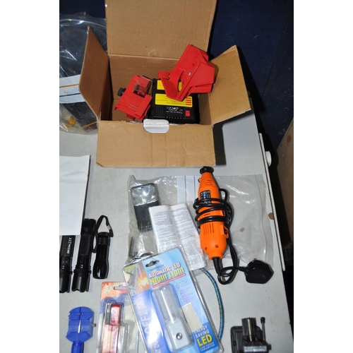 1251 - A SELECTION OF TOOLS AND SPARES to include a multipurpose electric sharpener, a VonHaus rotary multi... 