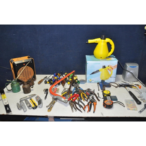 1273 - A COLLECTION OF TOOLS AND ELECTRICALS to include pliers, snips, tape measures, scissors, screwdriver... 