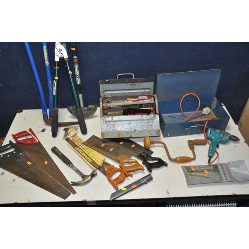 1278 - A SELECTION OF TOOLS to include a Black and Decker D500 electric drill( PAT pass and working), saws,... 