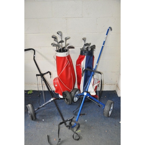 1284 - TWO GOLF BAGS CONTAINING CLUBS to include a Wilson golf bag with a set of Apollo clubs, a Karobes go... 