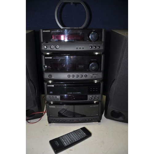 1287 - A KENWOOD HI-FI SYSTEM comprising a double cassette X-F5, multi disc changer DP-MF7, stereo integrat... 