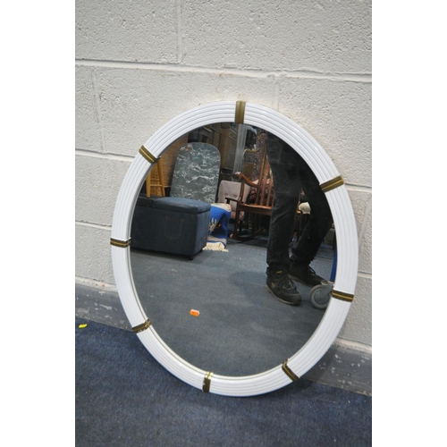 1434 - A FRENCH STYLE GILT FRAMED BEVELLED EDGE WALL MIRROR, 86cm x 66cm, and three other wall mirrors (4)